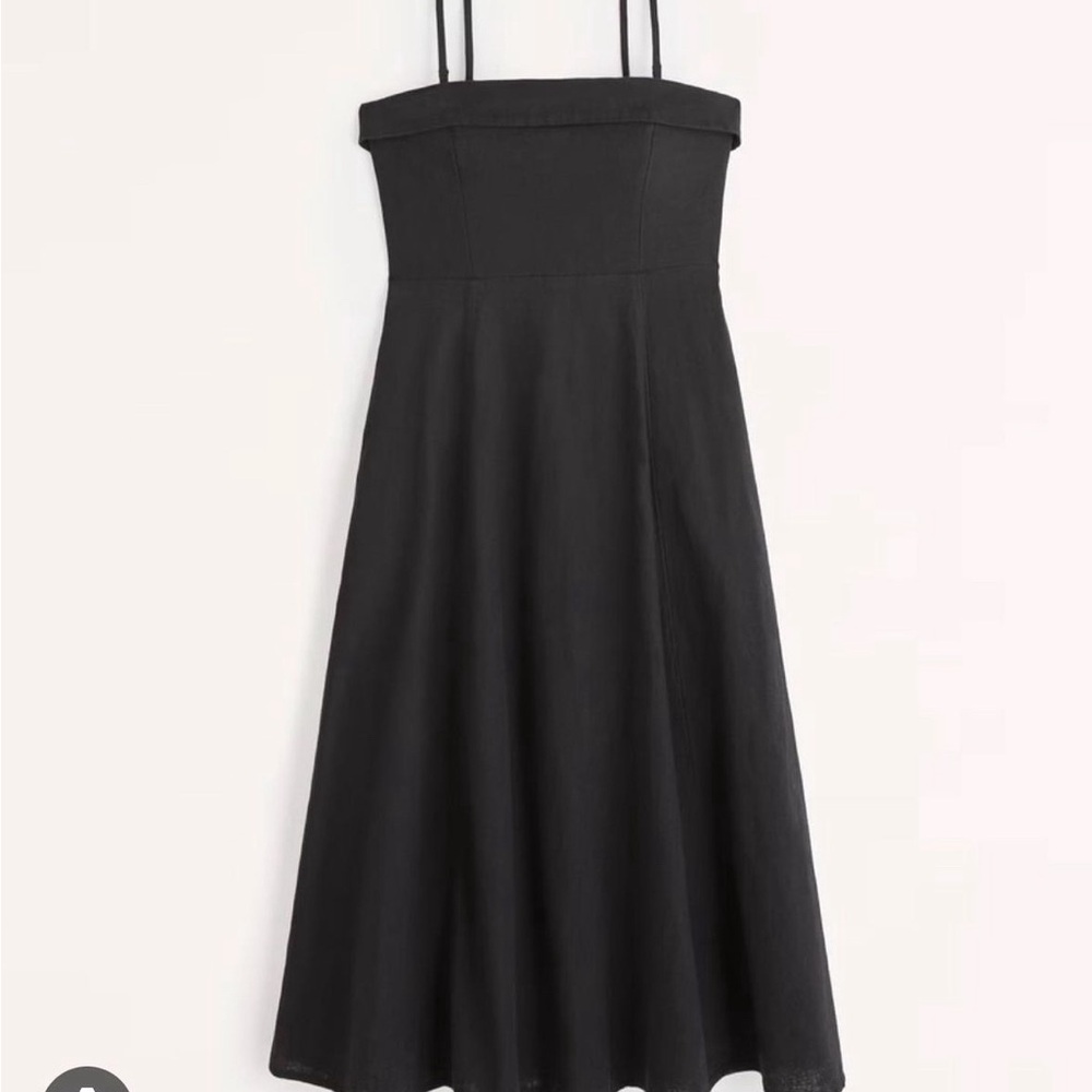 Abercombie black linen strapless dress w pockets size medium